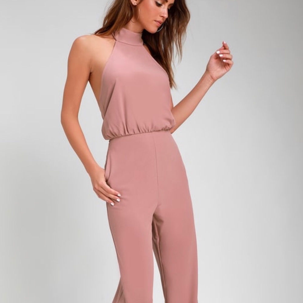🆕 LULU’S Pink Halter Jumpsuit